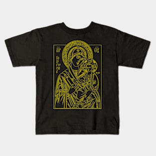 Icon of Virgin Mary and Jesus (yellow) Kids T-Shirt